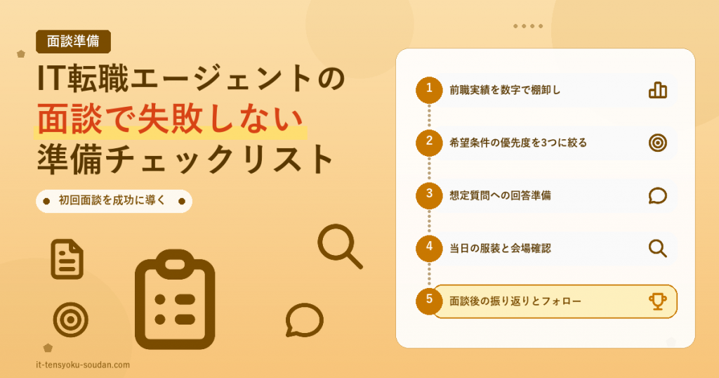 IT転職エージェントとの面談で失敗しない準備チェックリスト アイキャッチ